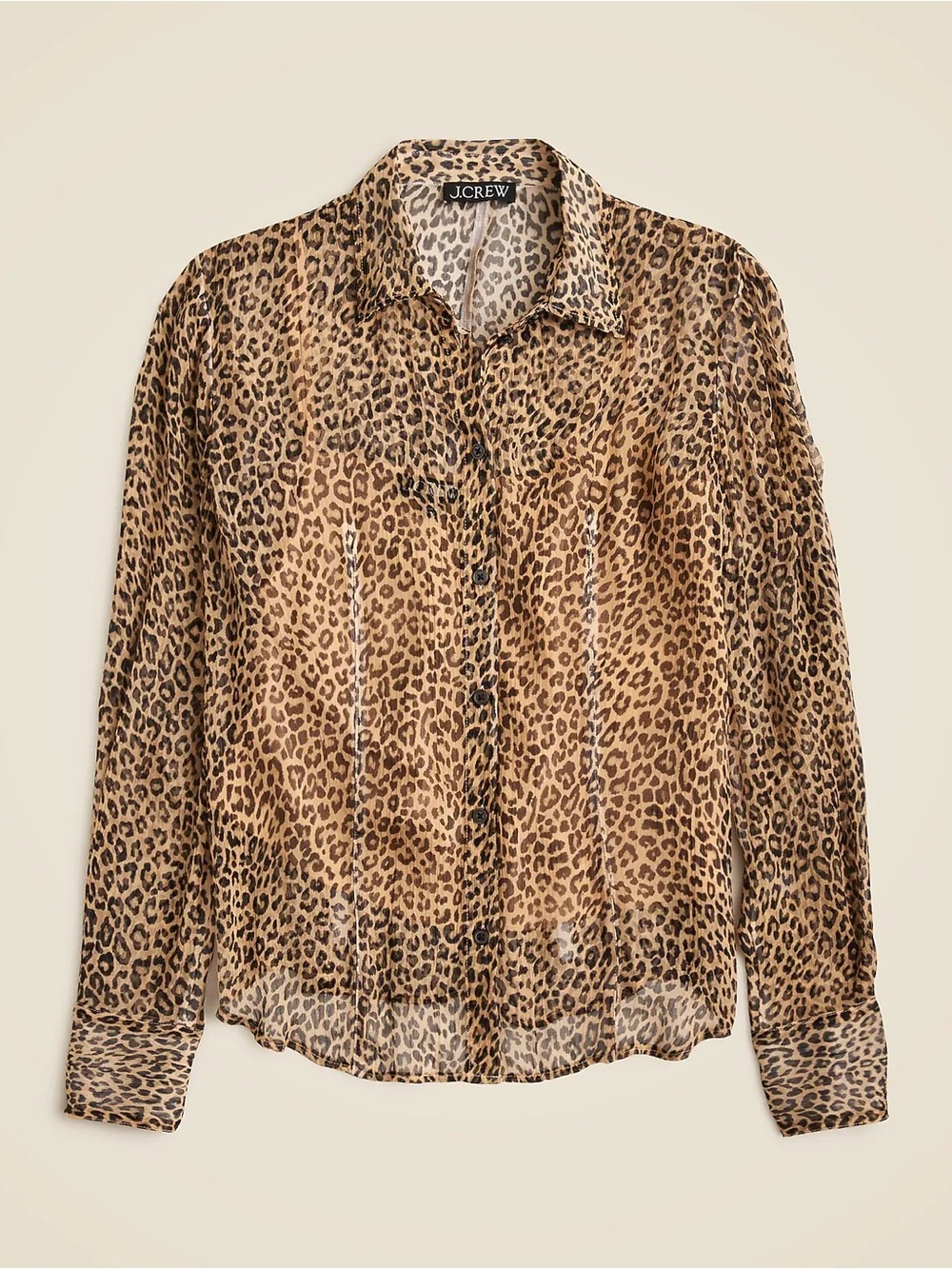 Sheer Leopard-Print Shirt in Crinkle Chiffon